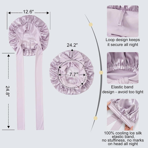 22 Momme Silk Sleep Cap with Ice Silk Band (T)